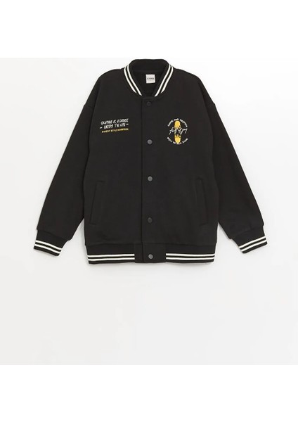 Lcw Kids Siyah Baskılı Erkek Çocuk Kalın Kolej Ceket