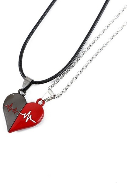 Manyetik Uçlu Kalp Şeklinde Çift Kolye, Bir Çift Manyetik Kolye (Yurt Dışından)