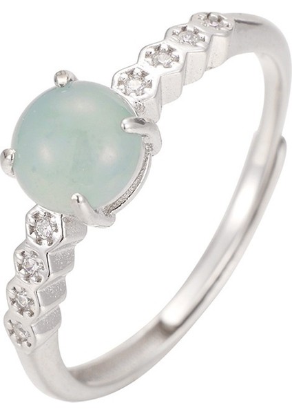 Kadınlar Için 925 Ayar Gümüş Doğal Yeşim Yüzük (Yurt Dışından)