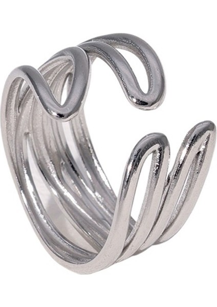 Kadınlar Için Geometrik Oyuk Paslanmaz Çelik Ayarlanabilir Yüzük (Yurt Dışından)