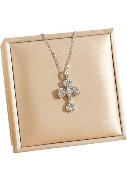 Altın Haç Alev Kolye Bambu Zincir Unisex Hip-Hop Kolye (Yurt Dışından)