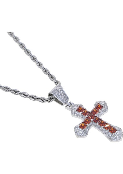 Haç Kolye Ucu Hip-Hop Zirkonyum Çift Kolye (Yurt Dışından)