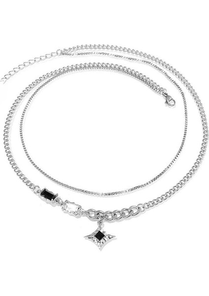 Yıldız Şeklinde Çift Katmanlı Kolye, Kazak Zinciri, Hip-Hop Çiftinin Köprücük Kemiği Zinciri (Yurt Dışından) fiyatları