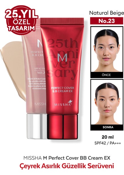 Mükemmel Kapatıcılık Sunan Çok Fonksiyonlu M Perfect Cover BB Cream Ex SPF42/PA+++ No.23 (20ml)