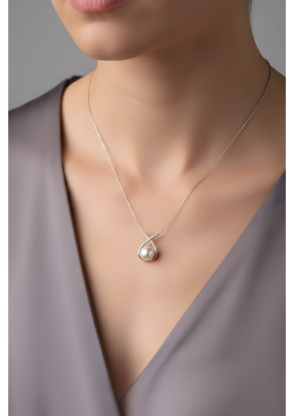 Moonlight 18 Ayar Beyaz Altın Kaplama 45 cm Gümüş Inci Kolye fiyatları