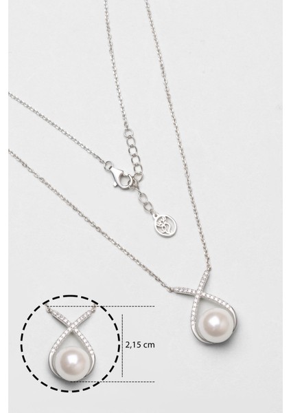 Moonlight 18 Ayar Beyaz Altın Kaplama 45 cm Gümüş Inci Kolye modelleri