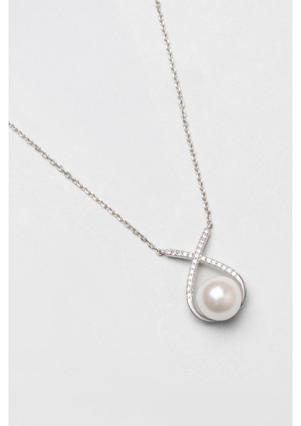 Moonlight 18 Ayar Beyaz Altın Kaplama 45 cm Gümüş Inci Kolye fırsatları