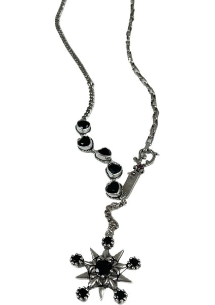 Çiftlere Hediye Olarak Alınabilecek, Beş Köşeli Yıldız Köprücük Kemiği Zincir Kolye Ucuna Sahip, Haç Şeklinde Zirkonyum Kolye. (Yurt Dışından)