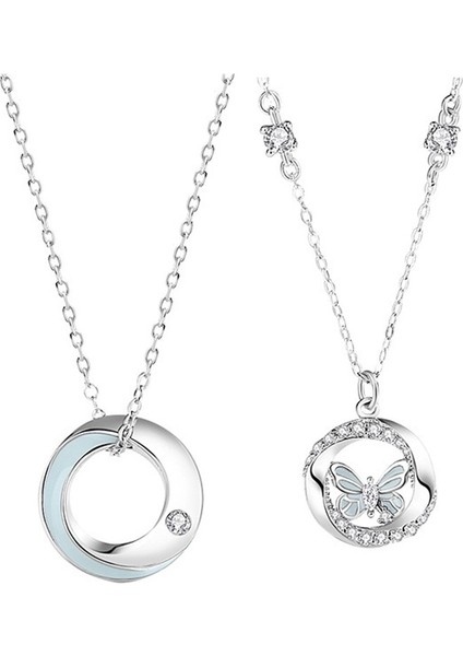 Möbius Kelebek Karanlıkta Parlayan Çift Kolye 925 Ayar Gümüş Emaye Epoksi Klavikula Zinciri Kadınlar Için (Yurt Dışından) fiyatları