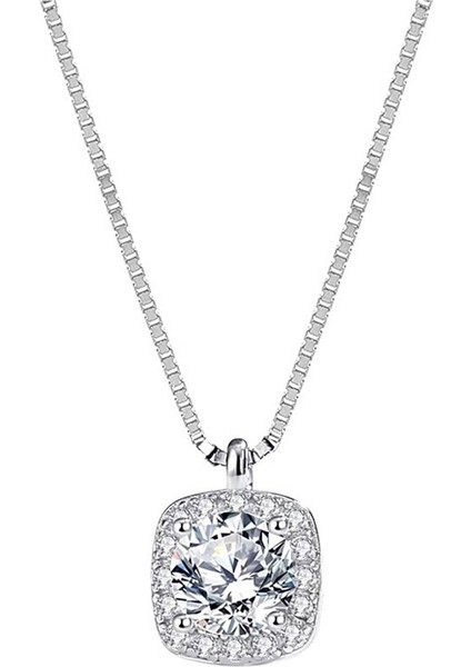 Kadınlar Için 999 Ayar Gümüş Küçük Şeker Kare Zirkonyum Kolye, Zarif Klavikula Zinciri, Sevgililer Günü Hediyesi (Yurt Dışından)