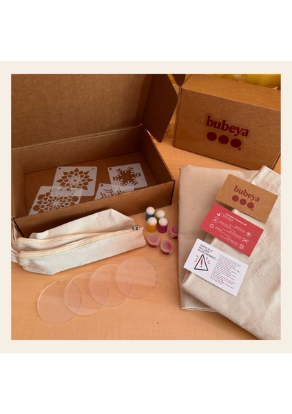 Kendine Yer Aç – Üretim Hali Boyama Seti (2 Bez + 2 Clutch Çanta)