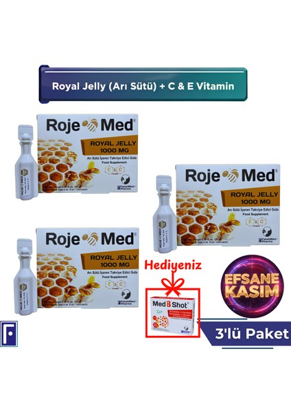 Royal Jelly 1000 Mg – Arı Sütü Fresh Vitamin C & E – 10 Shot 3'lü Avantaj Paketi