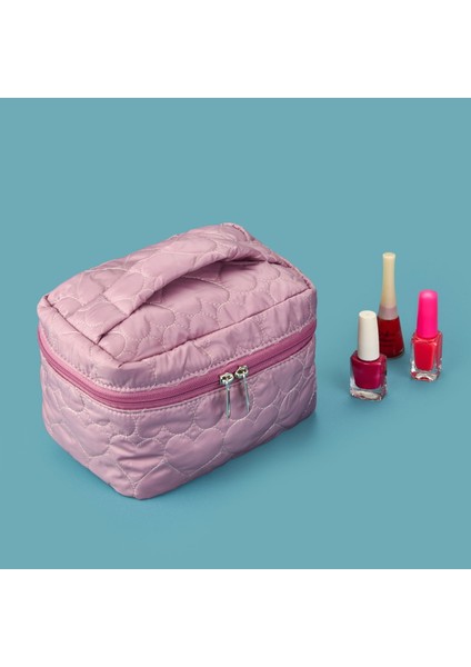 Kapitone Makyaj Çantası - Lila modelleri