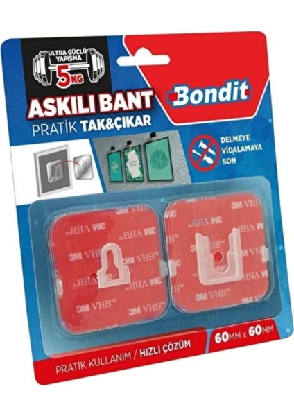 Askılı Tak Çıkar Bant - Şeffaf - 6x6 cm