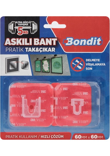 Askılı Tak Çıkar Bant - Şeffaf - 6x6 cm fiyatları