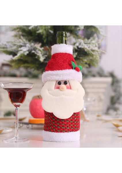 3 Paket Noel Şarap Şişe Çantaları, Kazak Şarap Şişesi Kapak Çantaları Şarap Şişe Kapağı Sevimli Noel Baba Ren Geyiği-Snowman (Yurt Dışından)