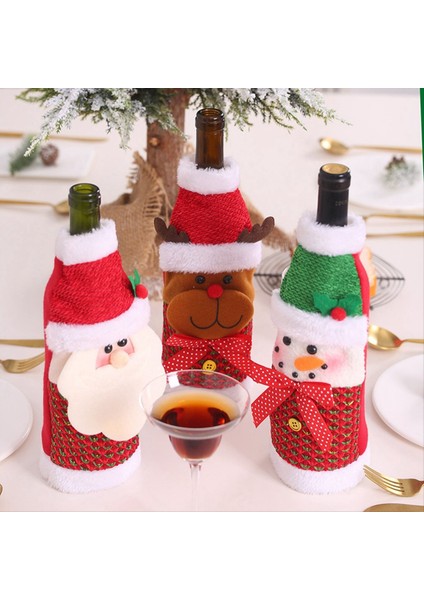 3 Paket Noel Şarap Şişe Çantaları, Kazak Şarap Şişesi Kapak Çantaları Şarap Şişe Kapağı Sevimli Noel Baba Ren Geyiği-Snowman (Yurt Dışından) fiyatları