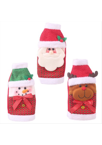3 Paket Noel Şarap Şişe Çantaları, Kazak Şarap Şişesi Kapak Çantaları Şarap Şişe Kapağı Sevimli Noel Baba Ren Geyiği-Snowman (Yurt Dışından) fırsatları