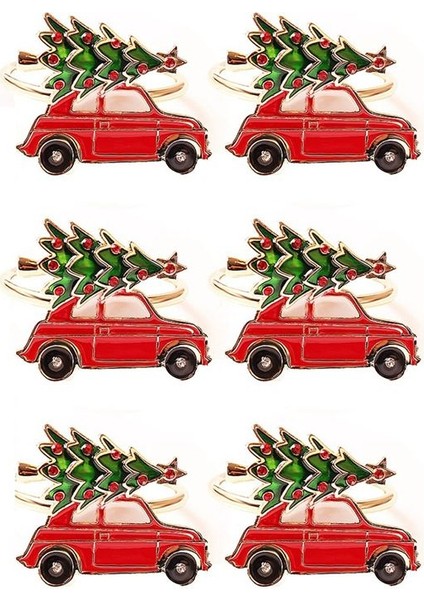 6pcs Yaratıcı Sevimli Araba Şekli Metal Noel Peçete Yüzüğü Tutucu Çok Renkli Havlu Doku Yüzüğü Peçete Tokası Masa Dekor (Yurt Dışından)
