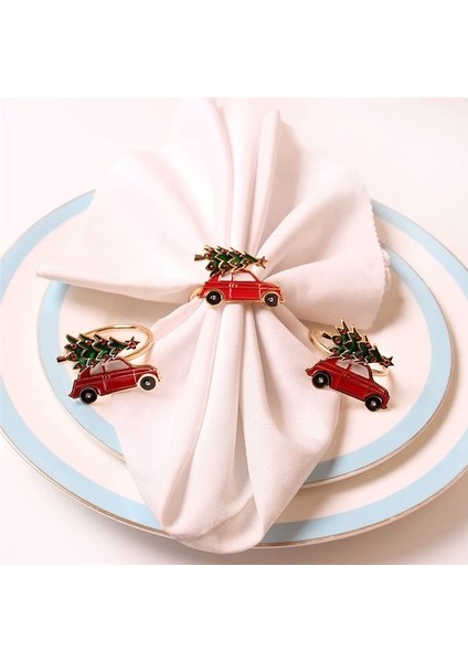 6pcs Yaratıcı Sevimli Araba Şekli Metal Noel Peçete Yüzüğü Tutucu Çok Renkli Havlu Doku Yüzüğü Peçete Tokası Masa Dekor (Yurt Dışından) fiyatları