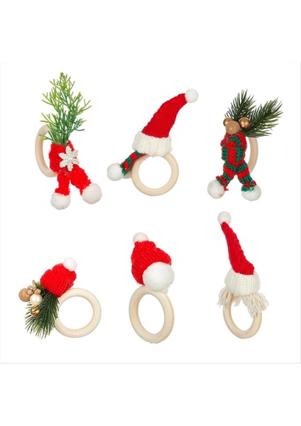 6pcs Altın Boncuklu Peçete Peçete Tokaları, Yemek Masası Için Meyve ve Çam Iğneleri ile Noel Peçete Tutucuları (Yurt Dışından) fırsatları