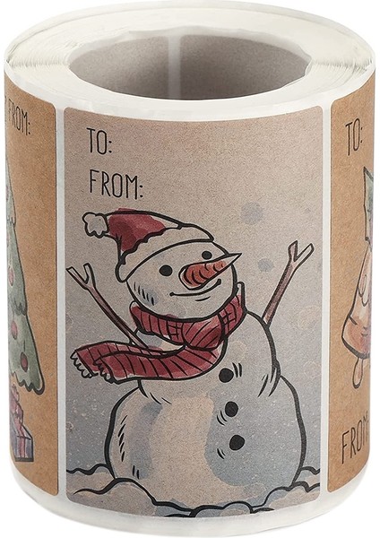 Mutlu Noel Etiketleri, 250 Pc 2 x 3 Inçlik Kendi Yapışkanlı Etiket Etiketleri 6 Tasarım, Dekoratif Ad Etiketleri (Yurt Dışından)