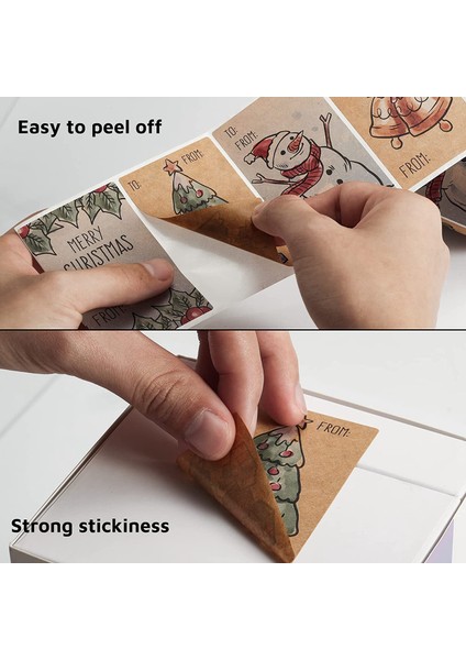 Mutlu Noel Etiketleri, 250 Pc 2 x 3 Inçlik Kendi Yapışkanlı Etiket Etiketleri 6 Tasarım, Dekoratif Ad Etiketleri (Yurt Dışından) indirimleri