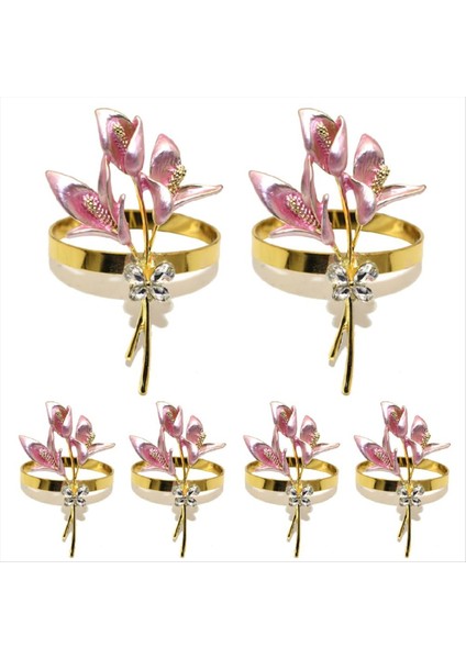 6pcs Altın Zambak Peçete Yüzükleri Metal Peçete Halka Sahipleri Düğün Partisi Tatil Ziyafeti Noel Yemeği, B (Yurt Dışından)