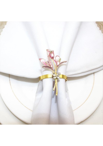 6pcs Altın Zambak Peçete Yüzükleri Metal Peçete Halka Sahipleri Düğün Partisi Tatil Ziyafeti Noel Yemeği, B (Yurt Dışından) modelleri