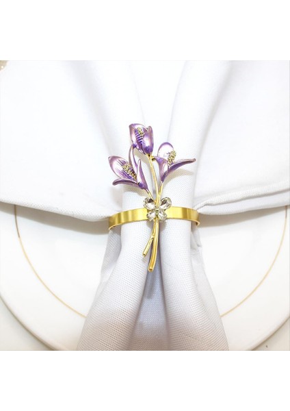 6pcs Altın Zambak Peçete Yüzükleri Metal Peçete Halka Sahipleri Düğün Partisi Tatil Ziyafeti Noel Yemeği, B (Yurt Dışından) indirimleri