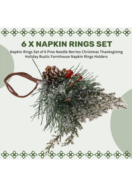 Peçete Yüzükleri Seti 6 Çam Iğnesi Meyveleri Noel Şükran Günü Tatil Rustik Çiftlik Peçete Yüzük Halkaları Tutucular (Yurt Dışından) fırsatları