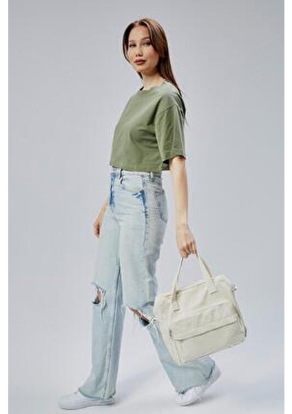 Nora Bag Ekru 300gr Kanvas 33x30x10cm Çok Fonksiyonlu Kullanım