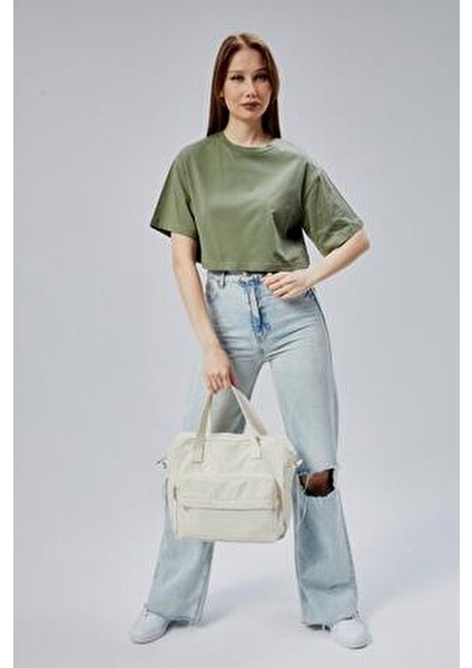 Nora Bag Ekru 300gr Kanvas 33x30x10cm Çok Fonksiyonlu Kullanım