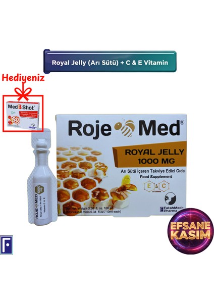 Royal Jelly 1000 Mg – Organik Arı Sütü Fresh Vitamin C & E – 10 Shot