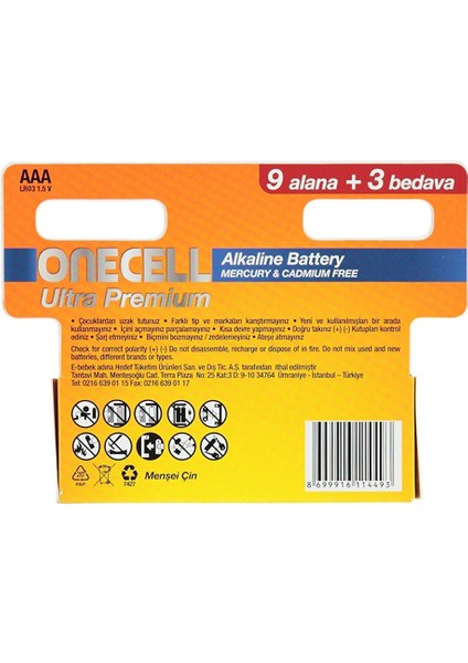 Ultra Premium Alkalin Aaa Boy Pil 9+3 fiyatları