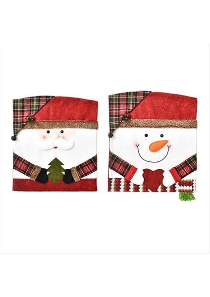 2 Paket Noel Sandalye Kapakları, Santa &amp; -Snowman Xmas Çıkarılabilir Sandalye Kapak Noel Evi (Yurt Dışından)