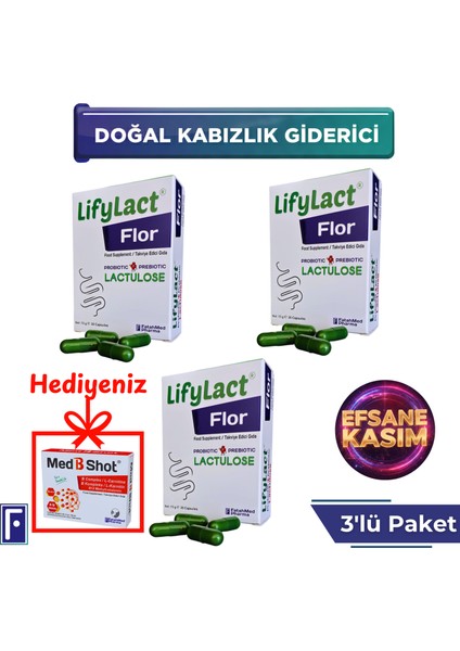 Flor Probiyotik Kapsül , Prebiyotik , Laktuloz 3'lü Avantaj Paket