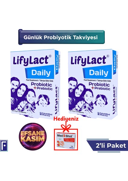 Daily Probiyotik, Prebiyotik, 30 Kapsül , Günlük Probioyotik 2'li Süper Avantaj