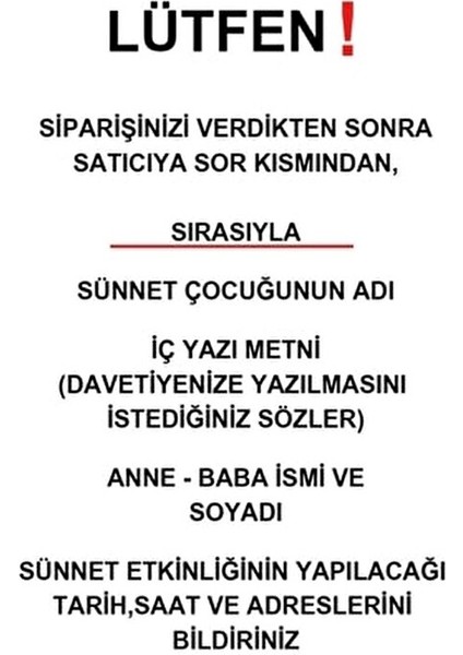 Sünnet Davetiyesi 15x15 cm Özel Zarflı 100 Adet Baskı Dahil modelleri