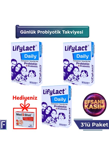 Daily Probiyotik, Prebiyotik, 30 Kapsül , Günlük Probioyotik ,3'lü Süper Avantaj