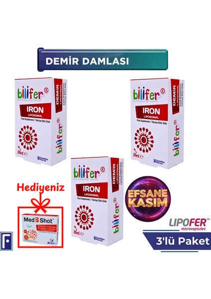 Lipozomal Demir Damla 3'lü Avantaj Paket