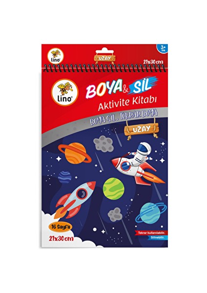 2 Adet Lino Boya Sil Aktivite Boyama Kitabı Uzay A4 Ebat (Silinebilir)