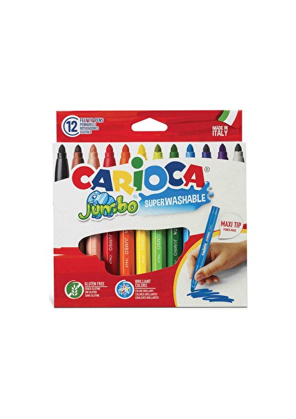 3 Adet Carioca Teddy Jumbo Super Yıkanabilir Keçeli Boya 12LI