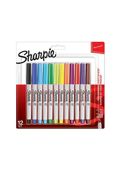 2 Adet Sharpie Ultra Fine, Süper Ince Metal Çerçeveli Uç, 12'li Karisik
