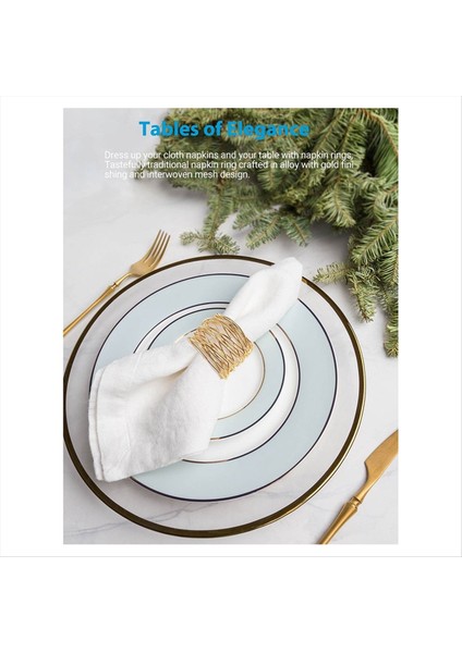 Bükülmüş Tel Örgü Peçete Halkaları Tutucular Parti Düğün Noel Toplantısı Altın 12 Adet (Yurt Dışından) modelleri