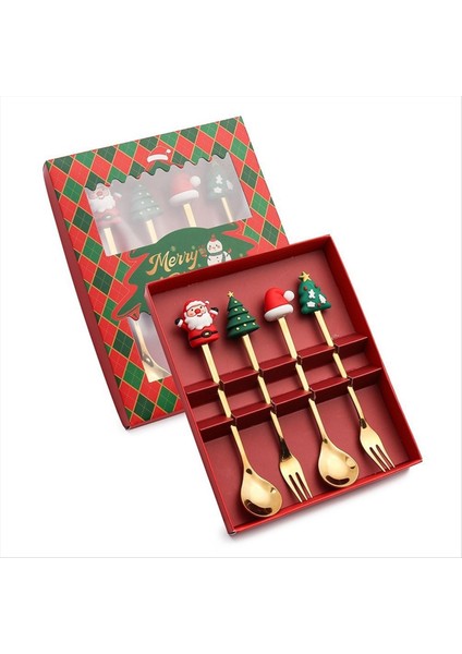 Noel Set Takım Kaşığı ve Çatal Seti Tatlı Kaşık Meyve Çatal Kahve Kaşık Sofra Seti B B (Yurt Dışından)