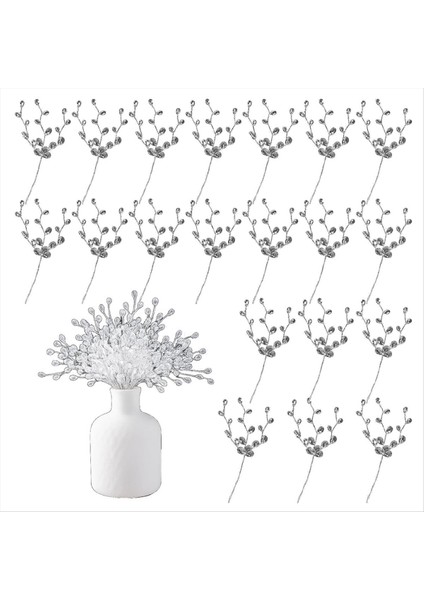 20PCS Akrilik Kristal Çiçek Şubeleri - Glitter Floral Akrilik Seçimler Düğün, Noel, Şükran Günü Için Düzenleme (Yurt Dışından)