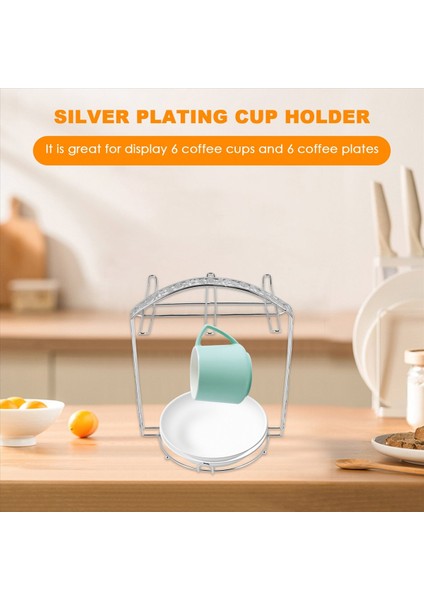 Gümüş Kaplama Kahve Fincan Hob Bardak Bulaşık Raf Çoğu 6 Bardak ve Tabak Metal Standı Tutucusu Asabilir (Yurt Dışından) indirimleri