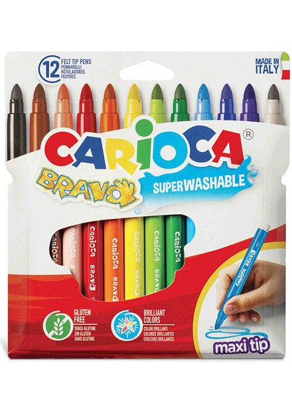 3 Adet Carioka Bravo Süper Yıkanabilir Keçeli Boya 12LI fiyatları