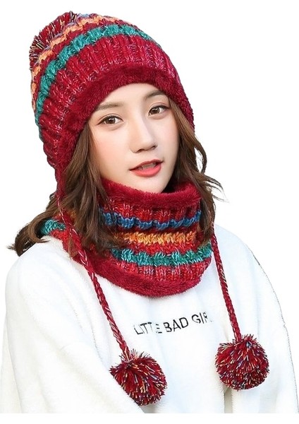 Kış Modaya Uygun ve Çok Yönlü Kore Tarzı Kadife Örme Yün Şapka Eşarbi (Yurt Dışından)